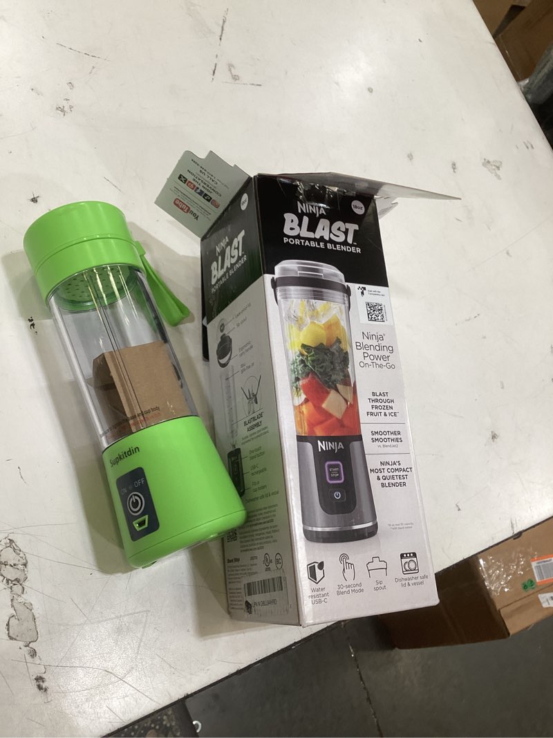 Condition photo showing As Is for ninja blast portable blender | cordless | 18-oz. vessel | personal mixer for shakes & smoothies | bpa free | leakproof lid & sip spout | usb-c rechargeable | dishwasher safe parts | black | bc151bk