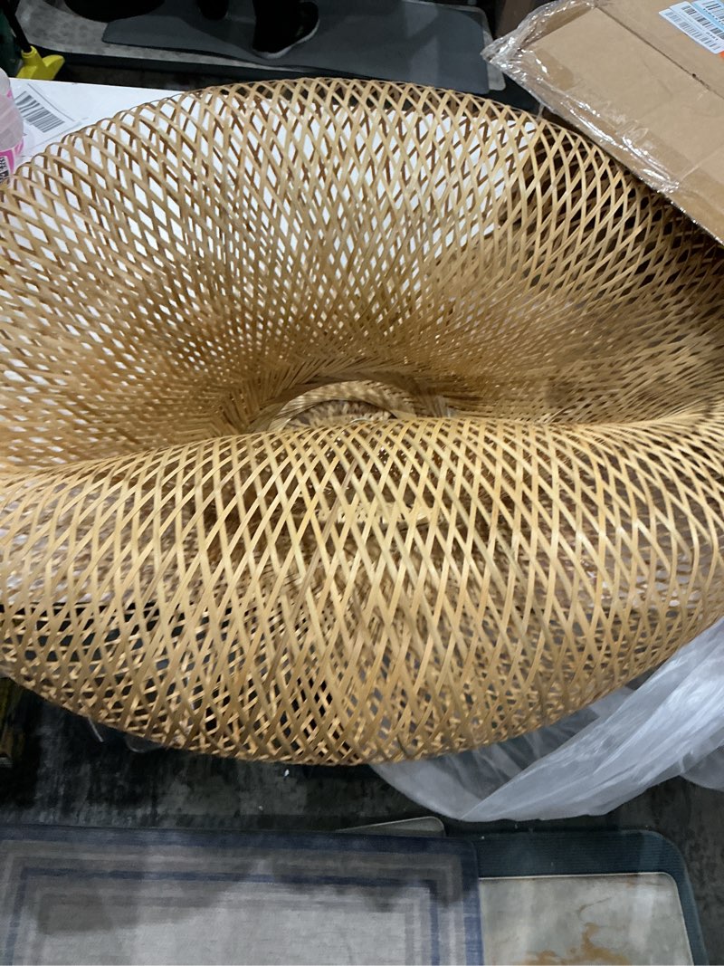 Condition photo showing As Is for (item similar )coastal pendant lamp bamboo woven pendant light, wicker creative double layered chandelier fixture 1 light intricate rattan hanging light for kitchen farmhouse beige