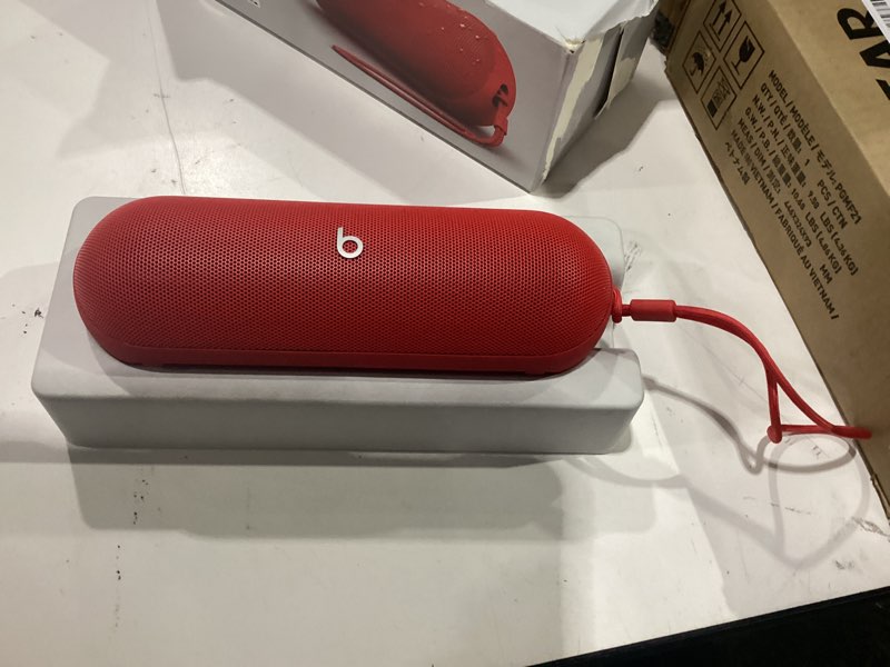 Condition photo showing Good Condition for beats pill - portable bluetooth speaker - up to 24h battery life, water resistant, bluetooth, apple & android compatible, seriously loud sound for home, outdoor and travel – statement red statement red standalone