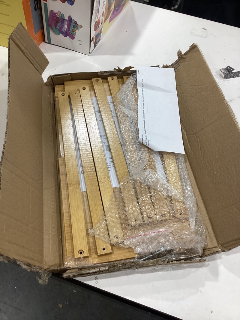 Condition photo showing New/Like New for ZOOFOX Bamboo Desktop Bookshelf, Expandable Desktop Organizer, Small Display Shelf Book Rack for Office Supplies, Home Tabletop