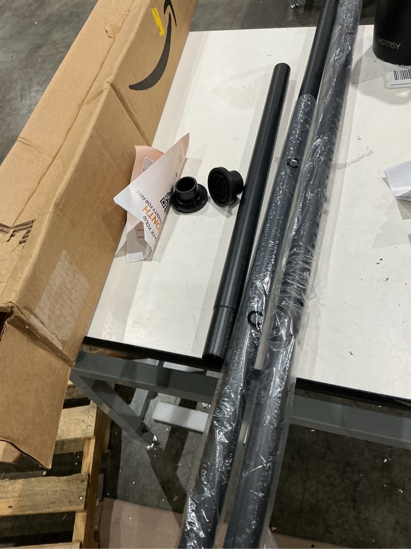 Condition photo showing As Is for az01m tension rod for shower curtain, window curtain, 29 to 84 inches, spring loaded,stable and anti-slip