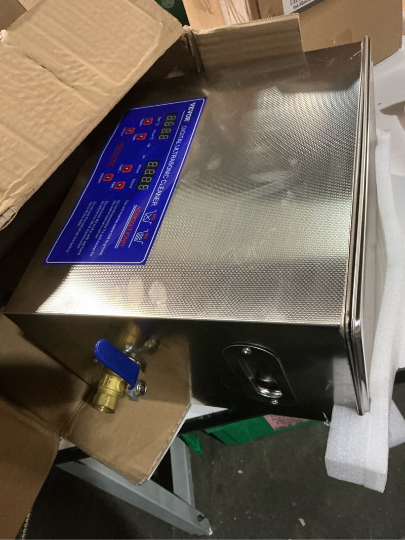 Condition photo showing As Is for vevor 6l commercial sonic cleaner, 40khz professional cleaning machine with digital timer & heater, 110v - ideal for watches, instruments, and industrial parts, fcc/ce/rohs certified 6l cleaner