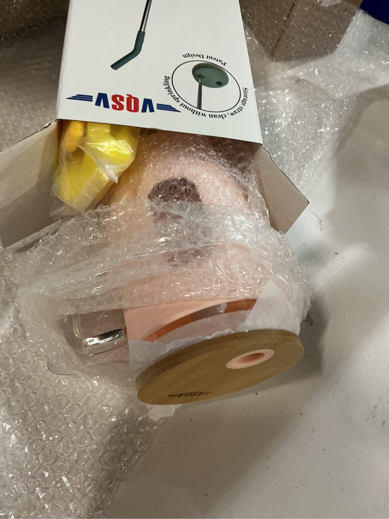 Condition photo showing New/Like New for Glass Tumbler with Straw and Lid, 40 oz glass cup with handle, Glass Water Bottles with Time Marker, Silicone Protective Sleeve-Rose Red Rose Red 40 Ounces