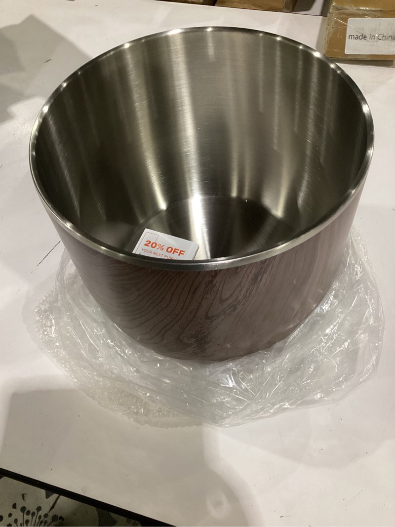 Condition photo showing As Is for missing the lid and scoops**** snowfox xl - insulated ice bucket with lid/scoops, premium vacuum insulated stainless steel ice buckets for parties, ice box, home bar accessories, parties supplies, bar decor, 7l, dark walnuten