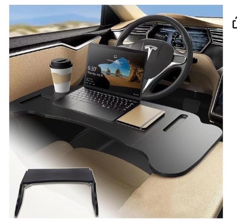 yonzee foldable desk food tray (carbon edition) for tesla model y juniper model 3 - upgraded table w
