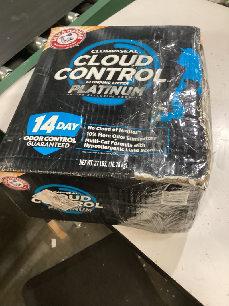 Condition photo showing As Is for arm & hammer cloud control platinum clumping cat litter odor control, 37 lbs. 37lb – frustration free pack cloud control platinum clumping litter