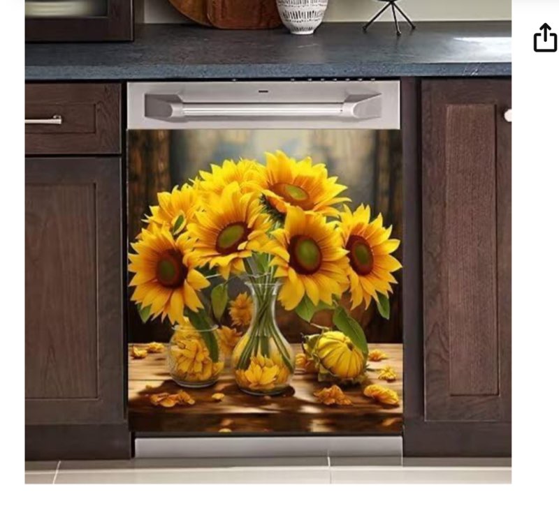 Generic Dishwasher Magnet Cover,Sunflower Fridge Magnetic Decals Appliance Panel Decal Sticker Starf