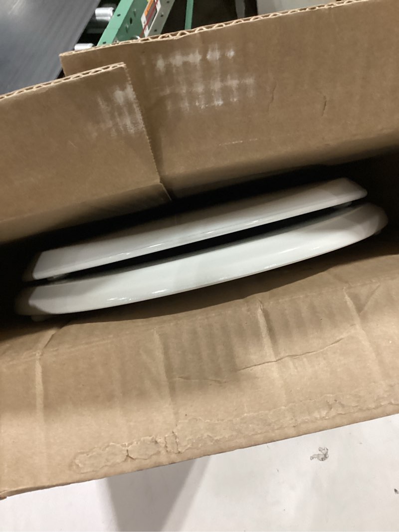 Condition photo showing As Is for mayfair cassel slow close toilet seat, easy clean, non slip premium wood seat, easy install, made in usa, round, white round 1 - toilet seat