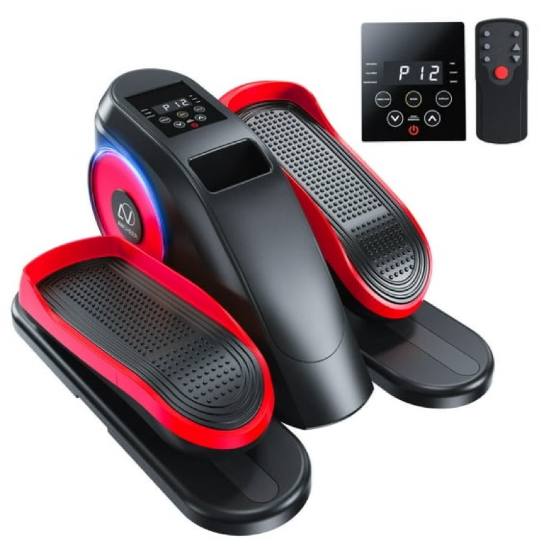 ANCHEER Fitness Under Desk Elliptical Trainer Machine, 12 Level Speed Ellipse Leg Exerciser for Home Seniors, Forward & Backward Direction, Manual and Electric Mode, Seated Elliptical with Remote