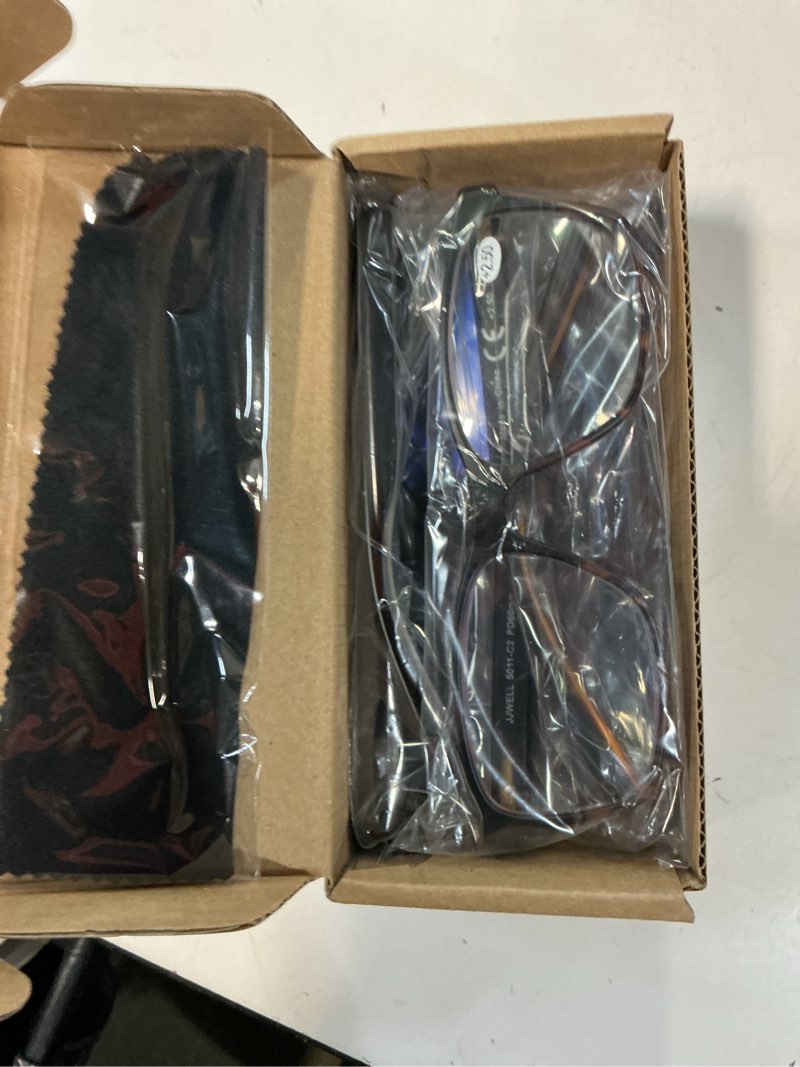 Condition photo showing Good Condition for 3 pack reading glasses for men blue light blocking with spring hinge, anti eyestrain/dryness/uv large wide square readers for men, two tone computer reader glasses eyeglass(2.5 strength) 3 mixed color(blue white orange) 2.5 x