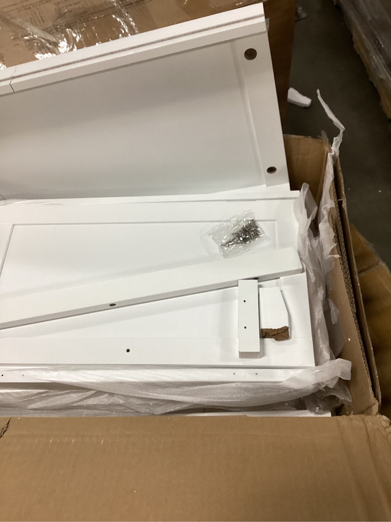 Condition photo showing As Is for VASAGLE Floor Storage Cabinet, Freestanding Storage Unit with 4 Doors, Adjustable Shelves, 11.8 x 23.6 x 43.3 Inches, for Entryway, Bathroom, White UBBC552P31 White 4 Doors