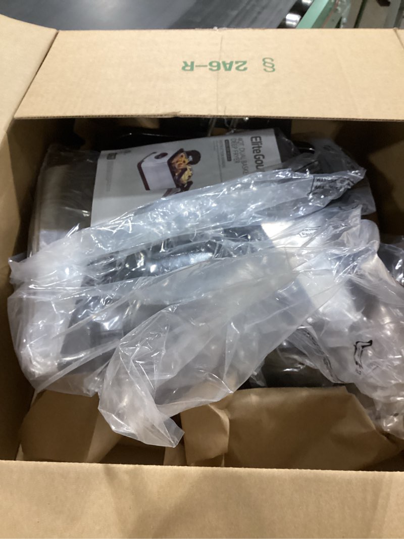 Condition photo showing Good Condition for Elite Gourmet EDF-401T Electric 4.5 Qt. / 17 Cup Immersion Deep Fryer 3-Baskets, 1700-Watt, Timer Control Adjustable Temperature, Lid with Viewing Window and Odor Free Filter 4.5 Quart / 17 cup Stainless Steel and Black