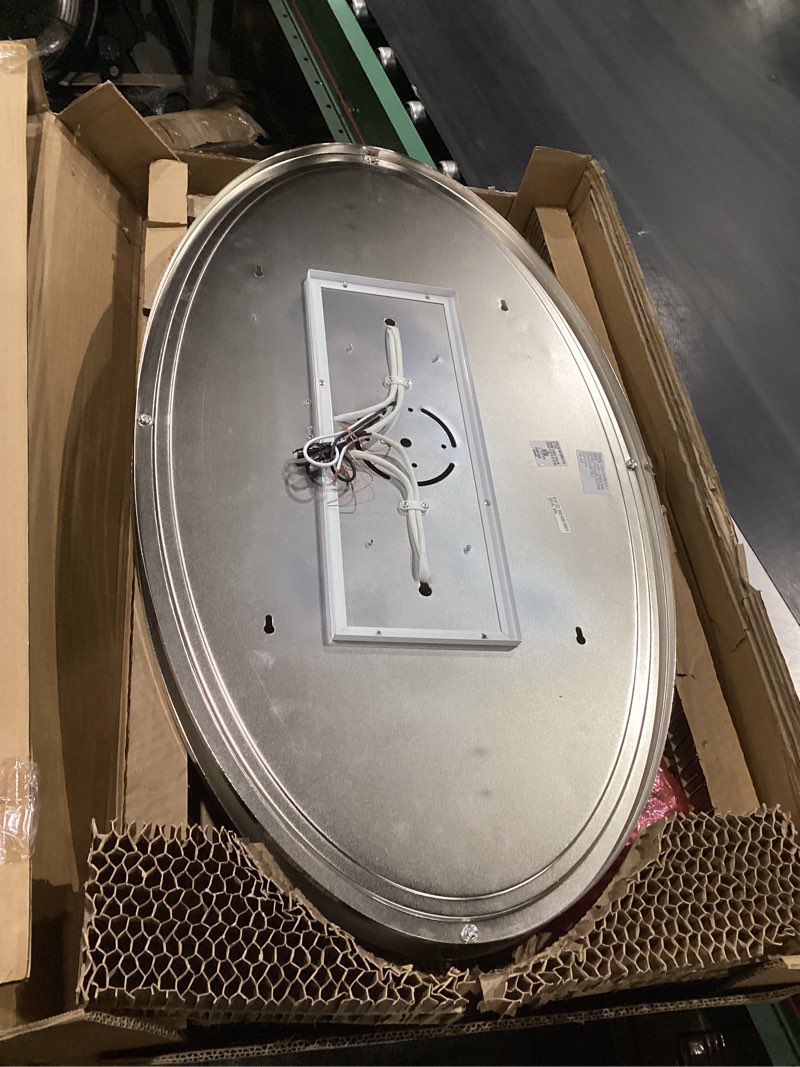 Condition photo showing Good Condition for hykolity 32 inch oval led ceiling light, 60w, 4000lm, 2700k/3000k/3500k/4000k/5000k adjustable, brush nickel finish dimmable flushmount ceiling light for bedroom, living room brushed nickel 32-inch