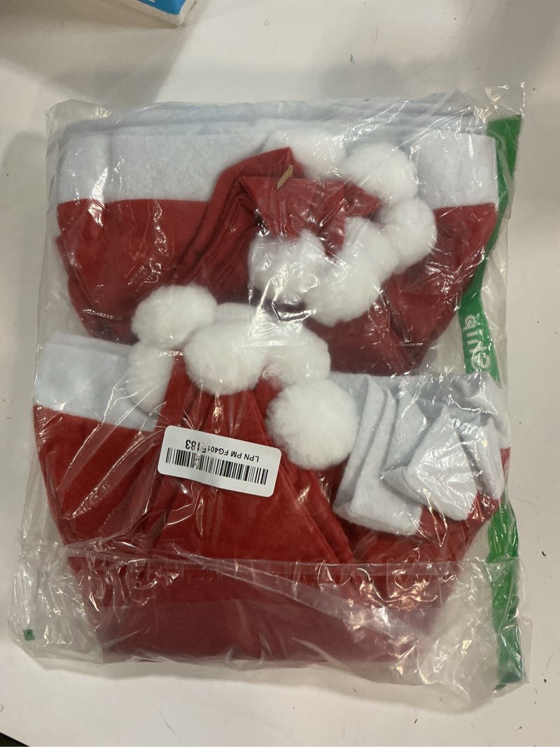 Condition photo showing New/Like New for 12/24/48/108pcs santa hats, bulk santa hats for adults and little one, red classic christmas caps, gorros de navidad adult-12pcs