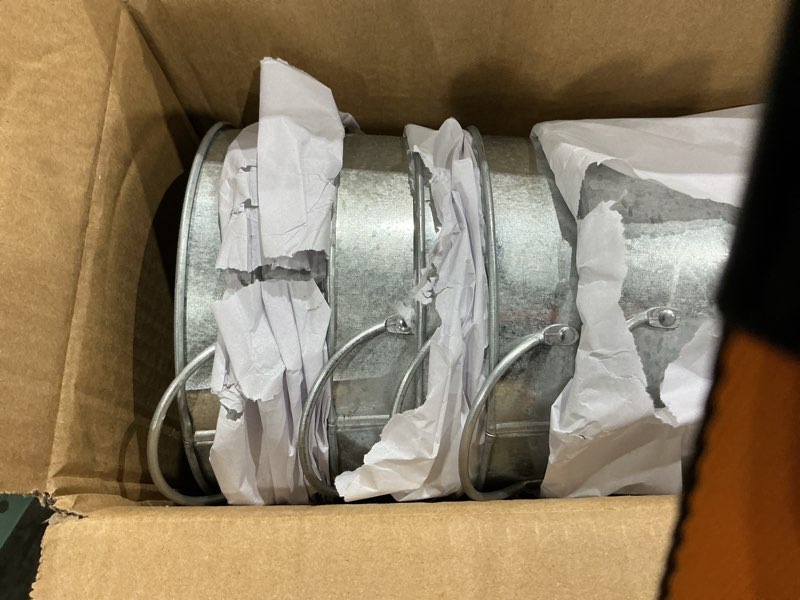 Condition photo showing Good Condition for vensovo metal flower bucket vase, 15 inch tall silver rustic farmhouse centerpiece for spring home decor & wedding, set of 6 sliver 6