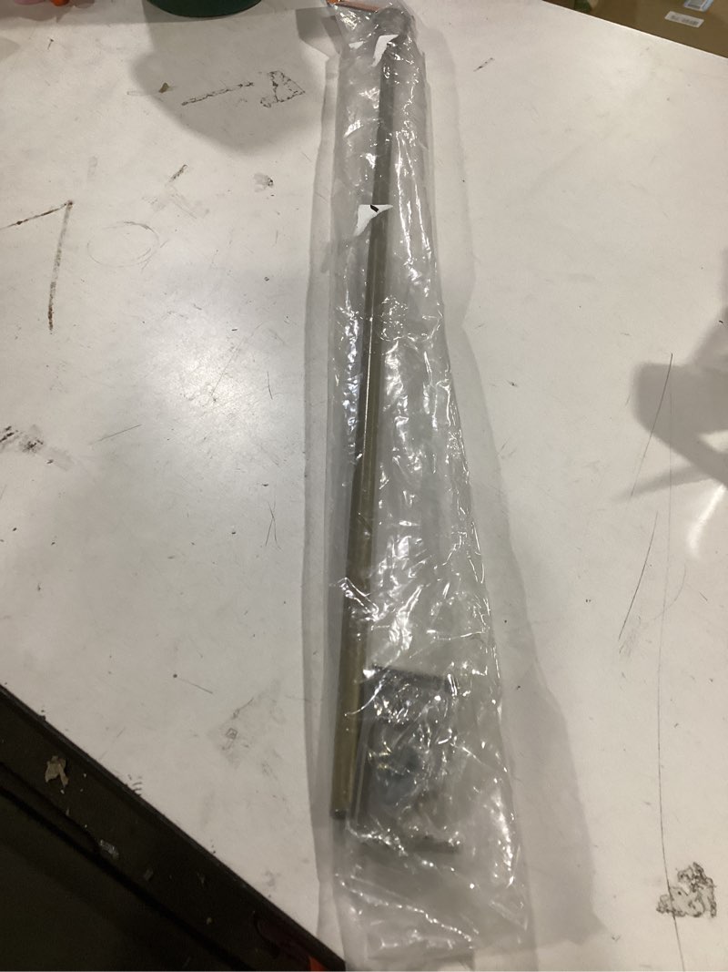 Condition photo showing As Is for kenney – davenport petite café 1/2" diameter decorative curtain rod with ball ends, adjustable 28–48", brushed brass curtain rod 28-48" brushed brass