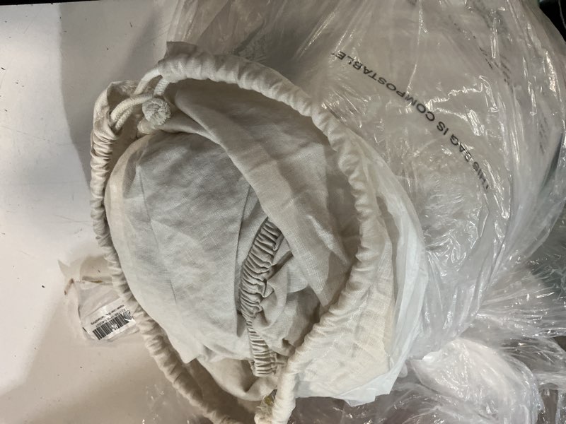 Condition photo showing As Is for european linen sheet set, king, sand 4pcs