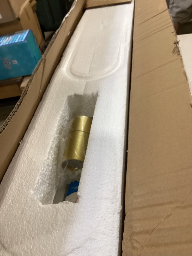Condition photo showing As Is for damaged for parts only modern led ceiling light with 2 spotlights 39.3in linear ceiling light 50w with remote control dimmable(3000-6000k) gold long ceiling lamp for bedroom kitchen restaurant laundry room office gold-39.37in-1pack gold