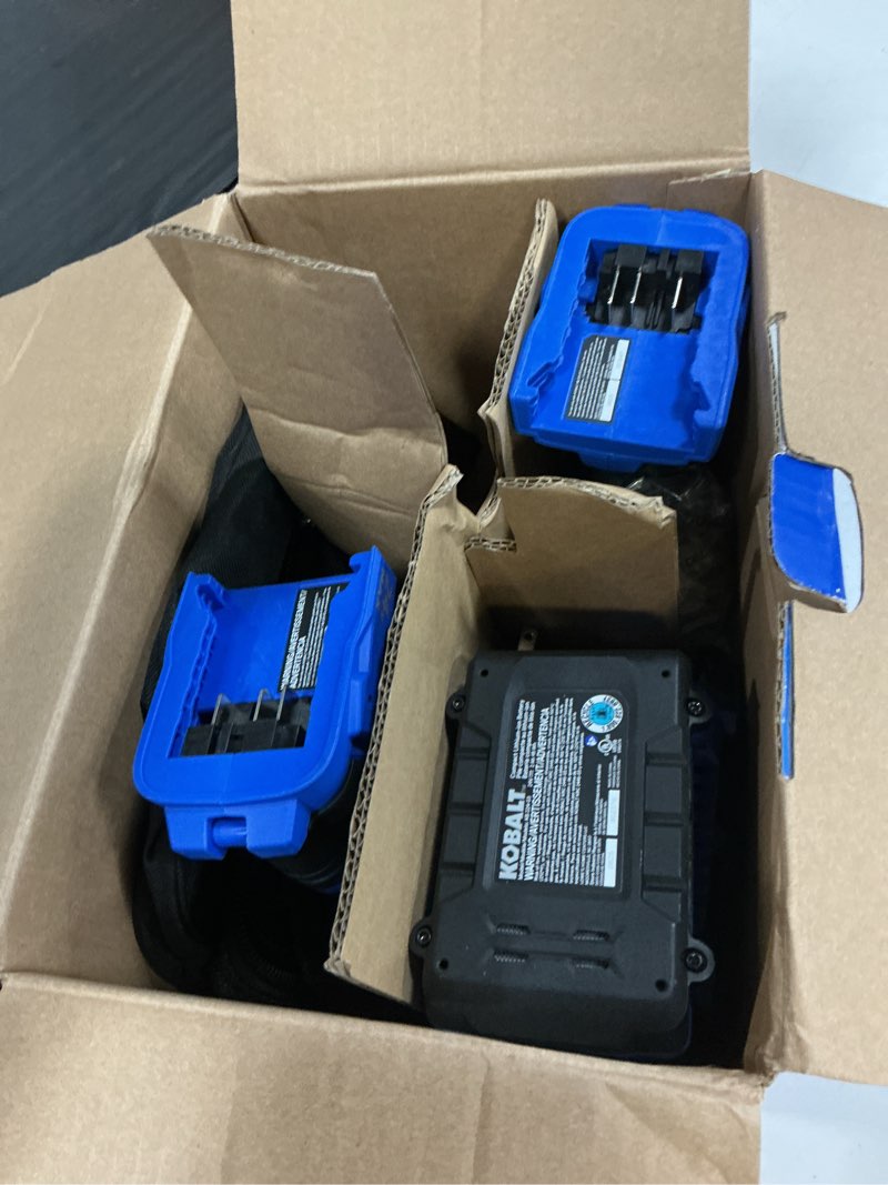 Condition photo showing As Is for kobalt 24-volt 2-tool brushless power tool combo kit with soft case (1-battery included and charger included)