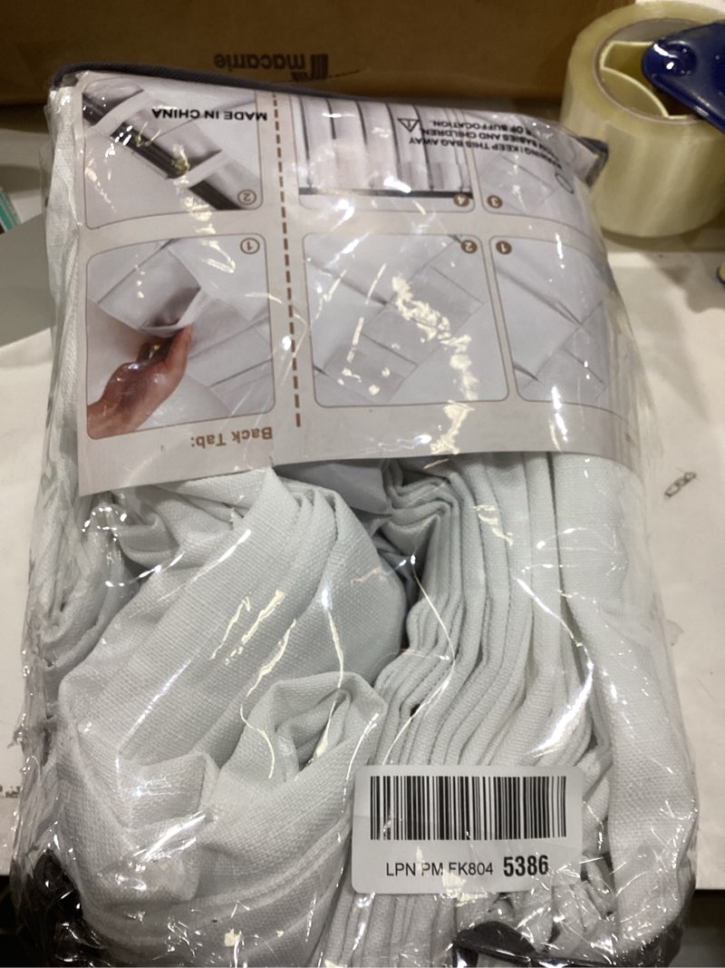 Condition photo showing New/Like New for Pure White Blackout Curtains 96 Inches Long 2 Panels Set for Bedroom, Cute Pinch Pleat Two Layer Linen Blend Room Darkening Ceiling Track Curtain 40x96 Inch Length Office Soundproof Burg Pure White 40"W x 96"L (Pack of 2)