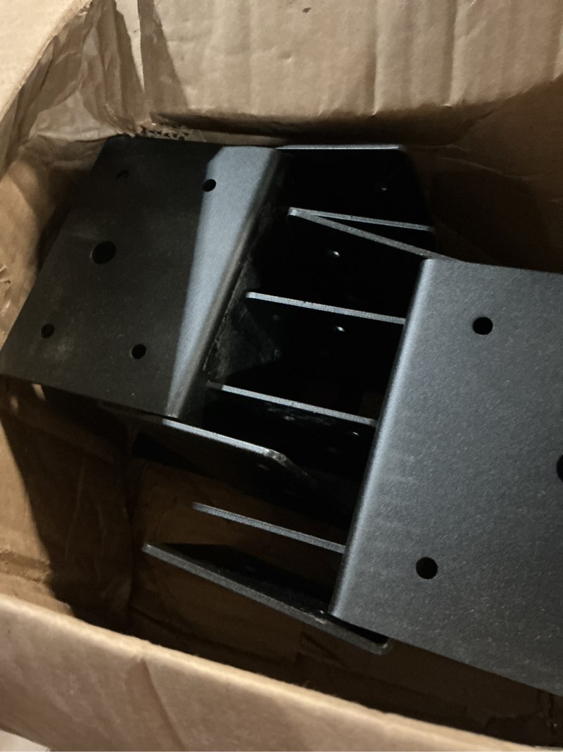 Condition photo showing As Is for 6x6 post anchor connector (4 pack), stainless steel post caps tie bracket for 6x6 and 4x6 wood posts, beam anchor connector, post base bracket for supporting wood beams, black 4 6×6 - 4×6