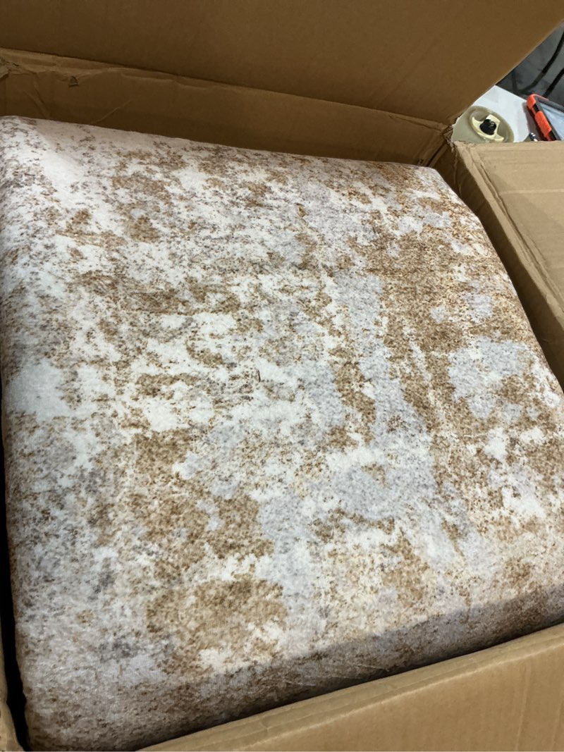 Condition photo showing As Is for Tortania Washable 9x12 Area Rug for Living Room: Modern Abstract Neutral Large Soft Thin Rugs - Non Slip Indoor Carpet for Bedroom Dining Room Office Nursery Home Floor Decoration - Brown Grey