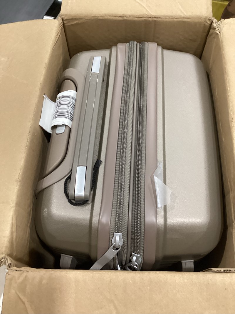 Condition photo showing Good Condition for traveleo 4 piece carry on luggage set 20 inch, expandable pp hardshell suitcase with detachable spinner wheels & tsa lock, includes cosmetic case, travel tote & toiletry bag, lightweight (champagne) champagne carry on set (14in/20in/db/tb)