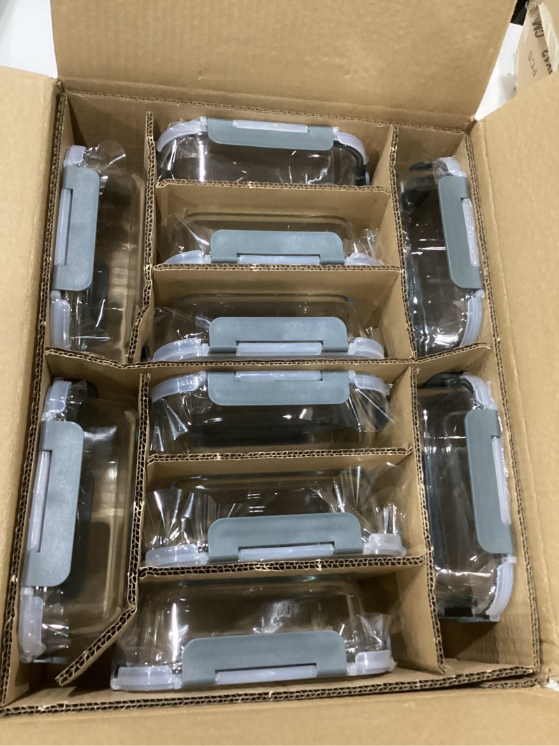 Condition photo showing New/Like New for M MCIRCO 10-Pack,22 Oz Glass Meal Prep Containers,Glass Food Storage Containers with lids,Lunch Containers,Microwave, Oven, Freezer and Dishwasher (Gray)