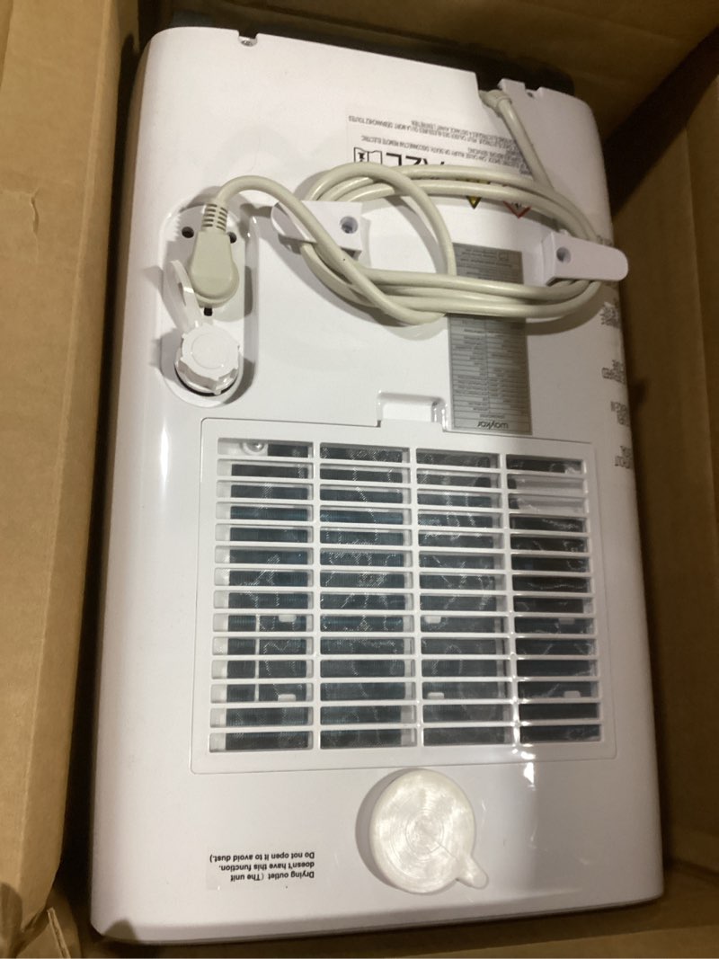 Condition photo showing As Is for waykar 80 pints 2025 energy star dehumidifier for spaces up to 5,000 sq. ft for basement and home, large room with drain hose and 1.14 gallons water tank 80 pints 5000 sq. ft