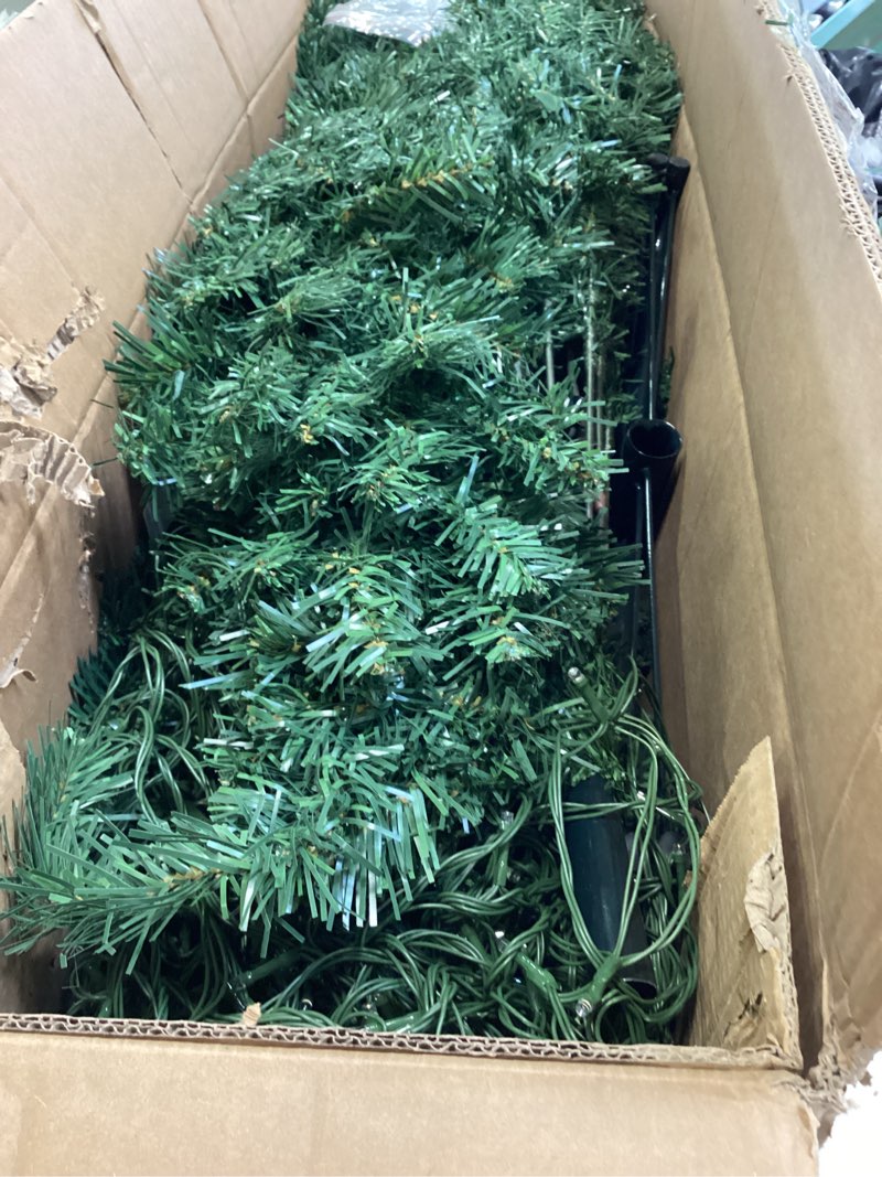 Condition photo showing As Is for 7.5ft Holiday Artificial Pre-lit Christmas Pine Tree with LED Warm Lights,Metal Hinges & Foldable Base,Easy Assembly for Home,Office, Green