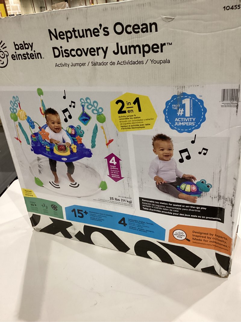 Condition photo showing Good Condition for baby einstein neptune's ocean discovery activity baby jumper activity center, ages 6 months +, max weight 25 lbs., unisex