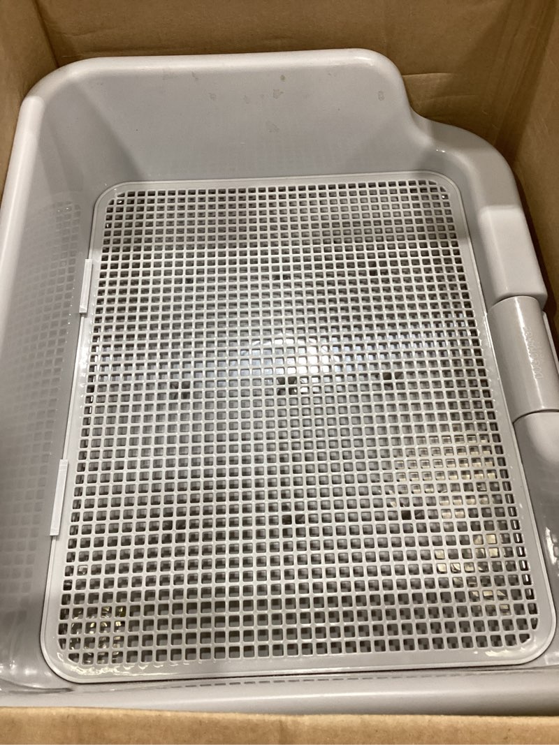 [dogcharge] indoor dog potty tray – with protection wall every side for no leak, spill, accident - keep paws dry and floors clean (tray only, grey) tray only grey