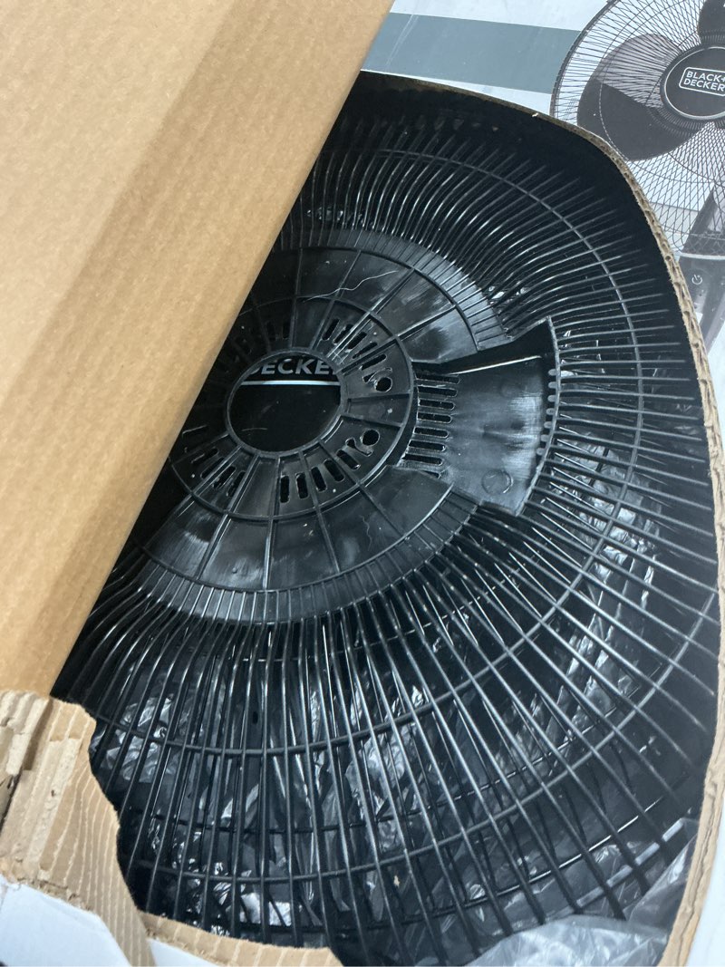 Condition photo showing Good Condition for black+decker 16 inches stand fan with pedestal base, height adjustable pedestal fan with remote and touch control panel, free standing fan with 90-degree oscillating and 3-speed settings, black