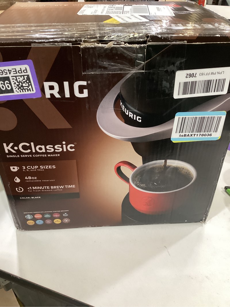 Condition photo showing New/Like New for Keurig K-Classic Single Serve K-Cup Pod Coffee Maker, with 3 Brew Sizes, 48oz Removable Reservoir, Black