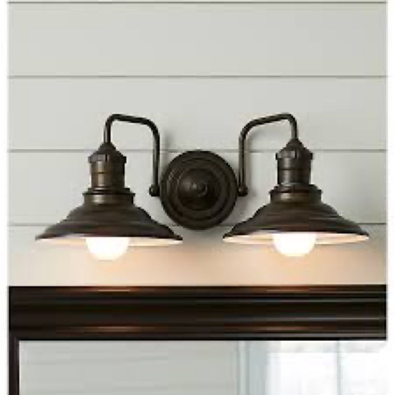 allen + roth  Hainsbrook 18.25-in 2-Light Antique Bronze Coastal Vanity Light