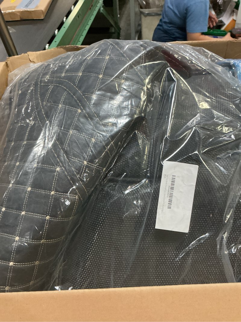 Condition photo showing As Is for 2026 Tesla Model Y Juniper Launch Edition(5 Seater) Trunk Mat – Luxury Full Coverage Cargo Liner, Waterproof,Custom Fit (Black/Beige) Black with Beige Stitching 2026 Tesla Y Juniper Full Coverage Cargo Mat