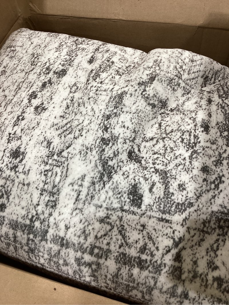 Condition photo showing As Is for Soalmost 7x9 Area Rug for Living Room Washable Abstract Vintage Soft Thin Indoor Floor Non-Slip Carpet for Bedroom Dining Room Grey Grey 7' x 9' (Rectangular)