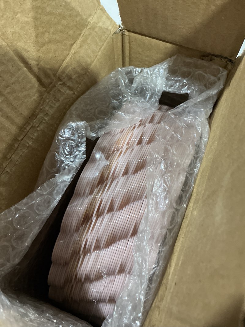 Condition photo showing Good Condition for sparkle and bash bulk 50 pack scalloped plates - 7.5 inch pink plastic plate with elegant gold rim - fancy disposable plates for party, birthday, wedding, baby shower, gender reveal and holidays