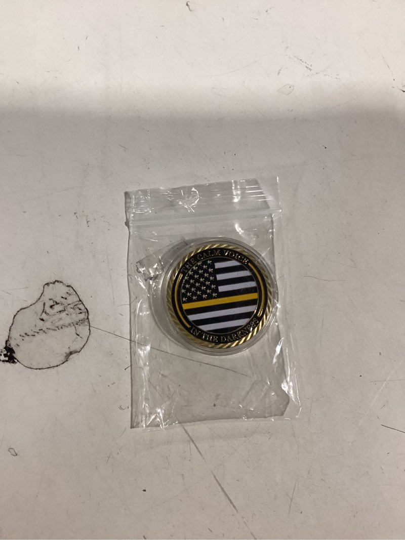 Condition photo showing Good Condition for Imasoner Thin Gold Line American Flag 911 Dispatcher Challenge Coin Gift for Dispatchers, First Responders, Police, Firefighters, EMS, and Emergency Personnel Thin Gold Line Dispatcher Coin