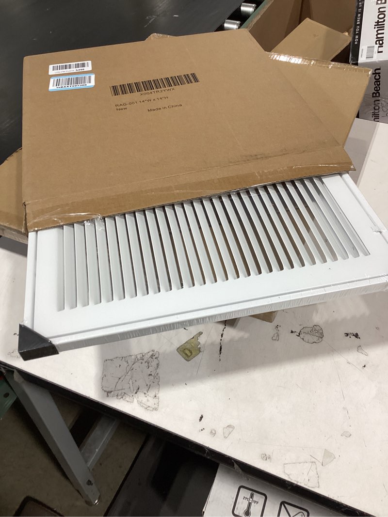 Condition photo showing New/Like New for return air grille,air return vent cover grill for ceiling and wall,steel hvac a/c vent cover grill fits duct opening 14"w x 14"h,holds 1" thick ac filter 14''w×14''h
