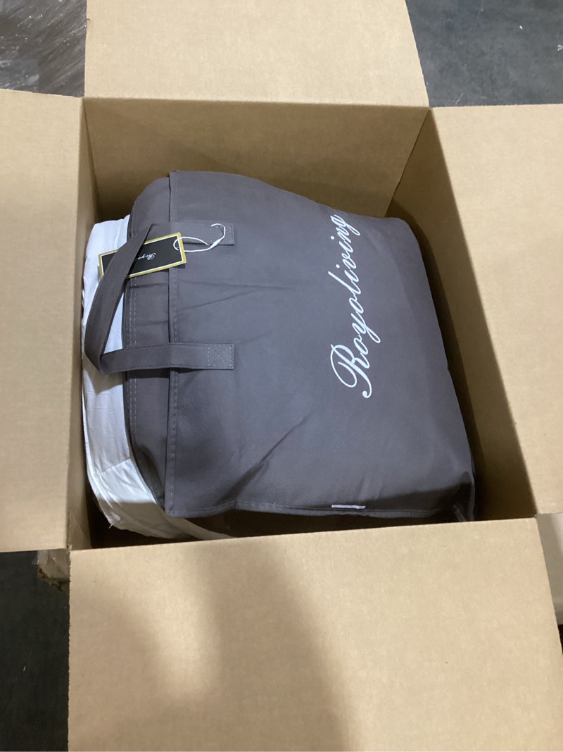 Condition photo showing New/Like New for Royoliving Premium Feathers Down Duvet Insert Comforter Oversized King Size All Season Medium Warmth White 100% Cotton Cover with Corner Tabs (120x98, 77 oz) White Oversized King All Season
