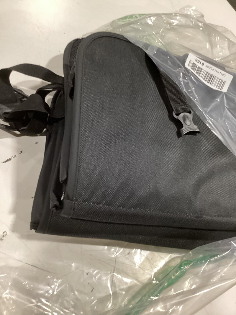 Condition photo showing Good Condition for 2 pack universal foldable car backseat organizer with table tray, car seat back protector with touch screen phone holder, premium leather kick mats with storage pockets tissue box (black) 2 pack black