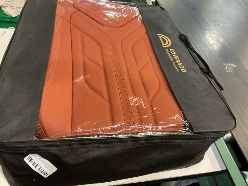 Condition photo showing New/Like New for coverado car seat covers full set, automotive seat covers car seat protector car seat cushion, waterproof leather seat covers for cars, universal fit for most sedans suv pick-up truck(orange) orange fullset