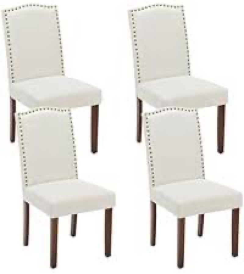 sweetcrispy dining chairs set of 4, upholstered leather kitchen room chairs mid century modern high-end dining room side chairs with nailhead trim and wood legs for bedroom, living room, grey set of 4 dining chairs