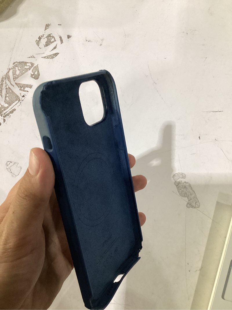 Condition photo showing Good Condition for as is apple iphone 15 plus finewoven case with magsafe: lightweight phone case, wireless charging compatible, soft suedelike finish; black silicone black