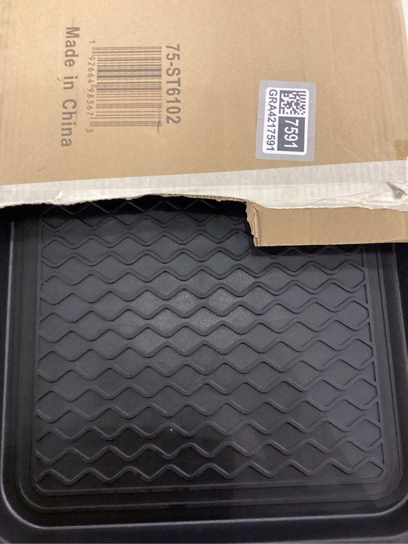 Condition photo showing As Is for All Weather Boot Tray – Set of 2 Large Water-Resistant Plastic Utility Shoe Mat for Indoor and Outdoor Use in All Seasons by Stalwart (Black) 2-Pack