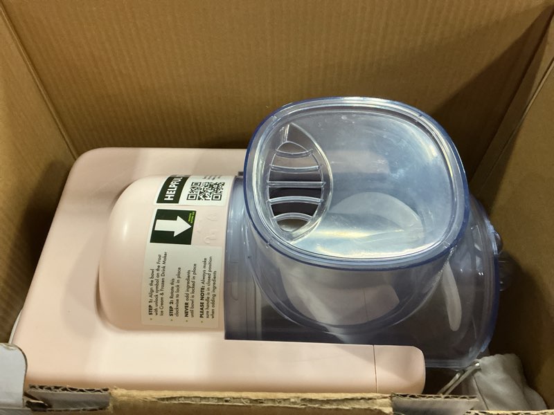 Condition photo showing As Is for GreenPan Frost Ice Cream Maker & Slushie Machine, Soft Serve, Sorbet, Margaritas, Milkshakes, Frozen Yogurt, No Pre-Freezing, Ready in 15 Mins, 6 Modes, 7 Textures, Self-Cleaning, Family Size, Pink 4 Pint Ice Cream & Frozen Drink Maker Strawberry Pink