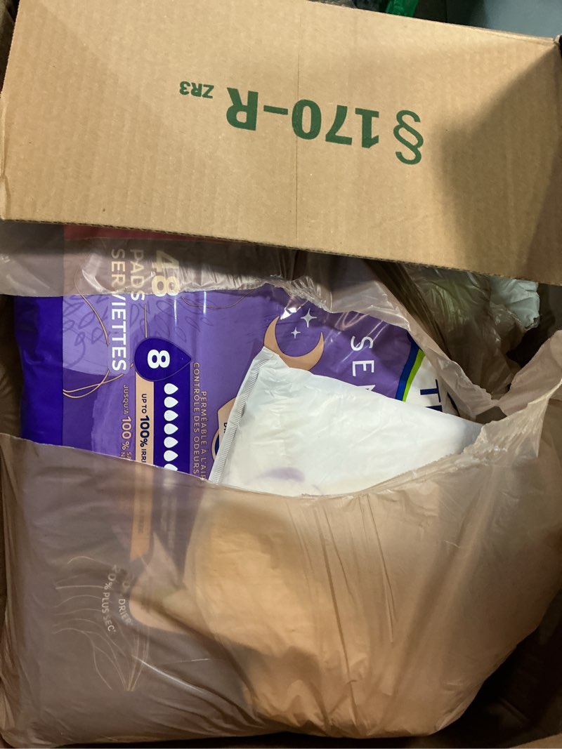 Condition photo showing As Is for tena sensitive care incontinence pads, bladder control, postpartum for women, overnight absorbency, extra coverage, 48 count