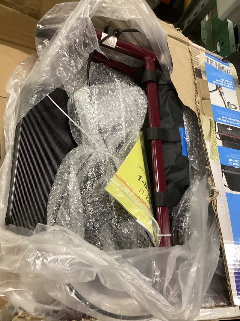 Condition photo showing Good Condition for medline steel rollator walker with seat, burgundy, 350 lb. weight capacity, 6” wheels, foldable, adjustable handles, rolling walker for seniors, walker for mobility impaired