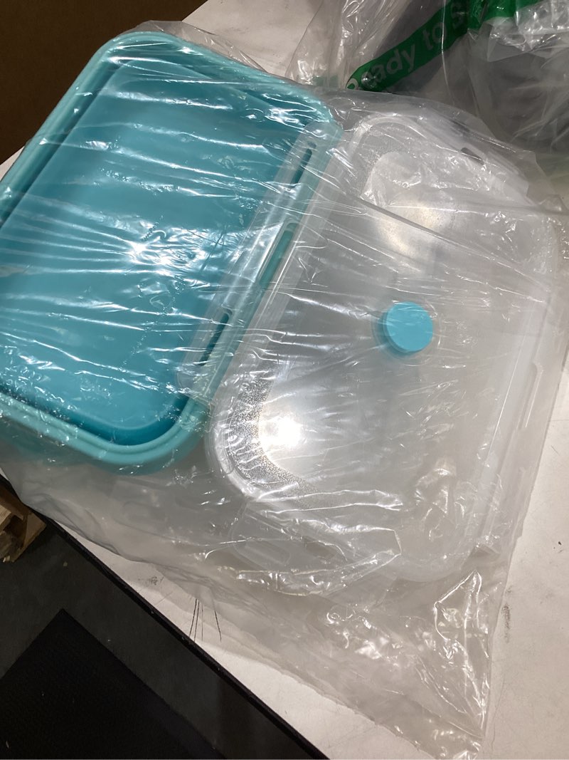 Condition photo showing New/Like New for alimat plus 40.5oz large silicone food storage containers with lids, 4 pack set 1200ml collapsible meal prep lunch containers, microwave, freezer and dishwasher safe 40.5oz, 4pcs, blue